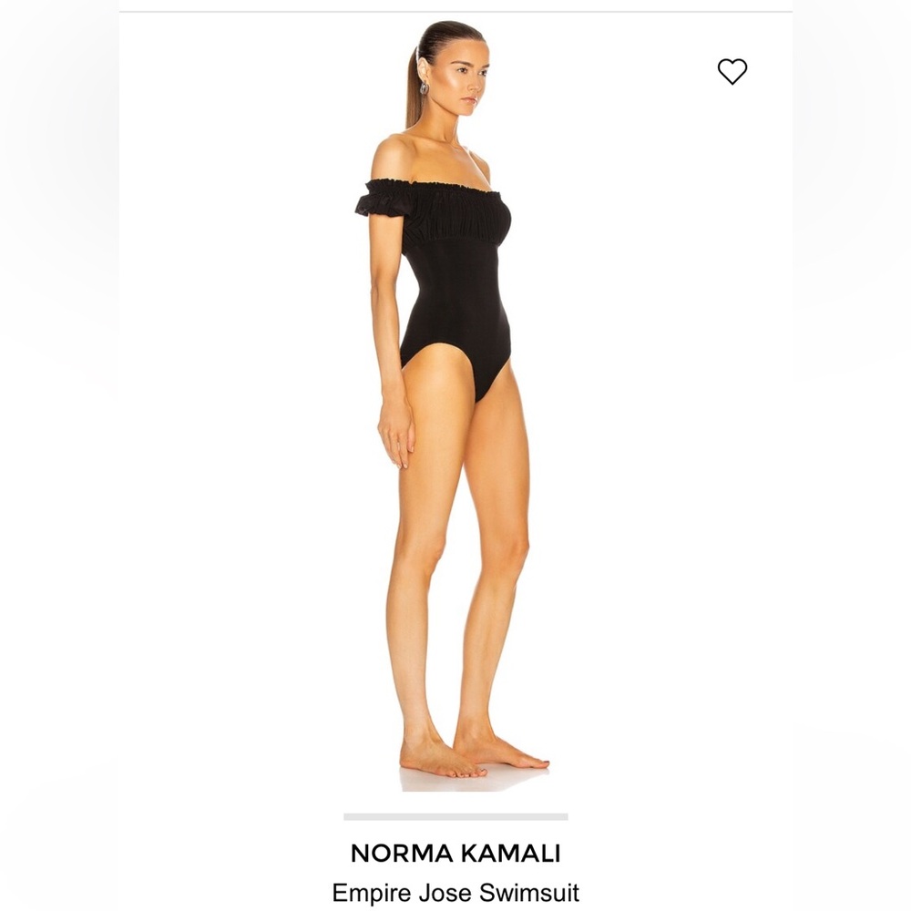 Norma Kamali Black Off-Shoulder Empire Jose Mio One-Piece Swimsuit